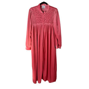 Y2K Cozee Corner Velour Housecoat XL Pink Zip Lounge Duster Robe Pockets
